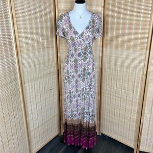 Patrons of Peace Maxi Wrap Dress Boho Hippie Floral